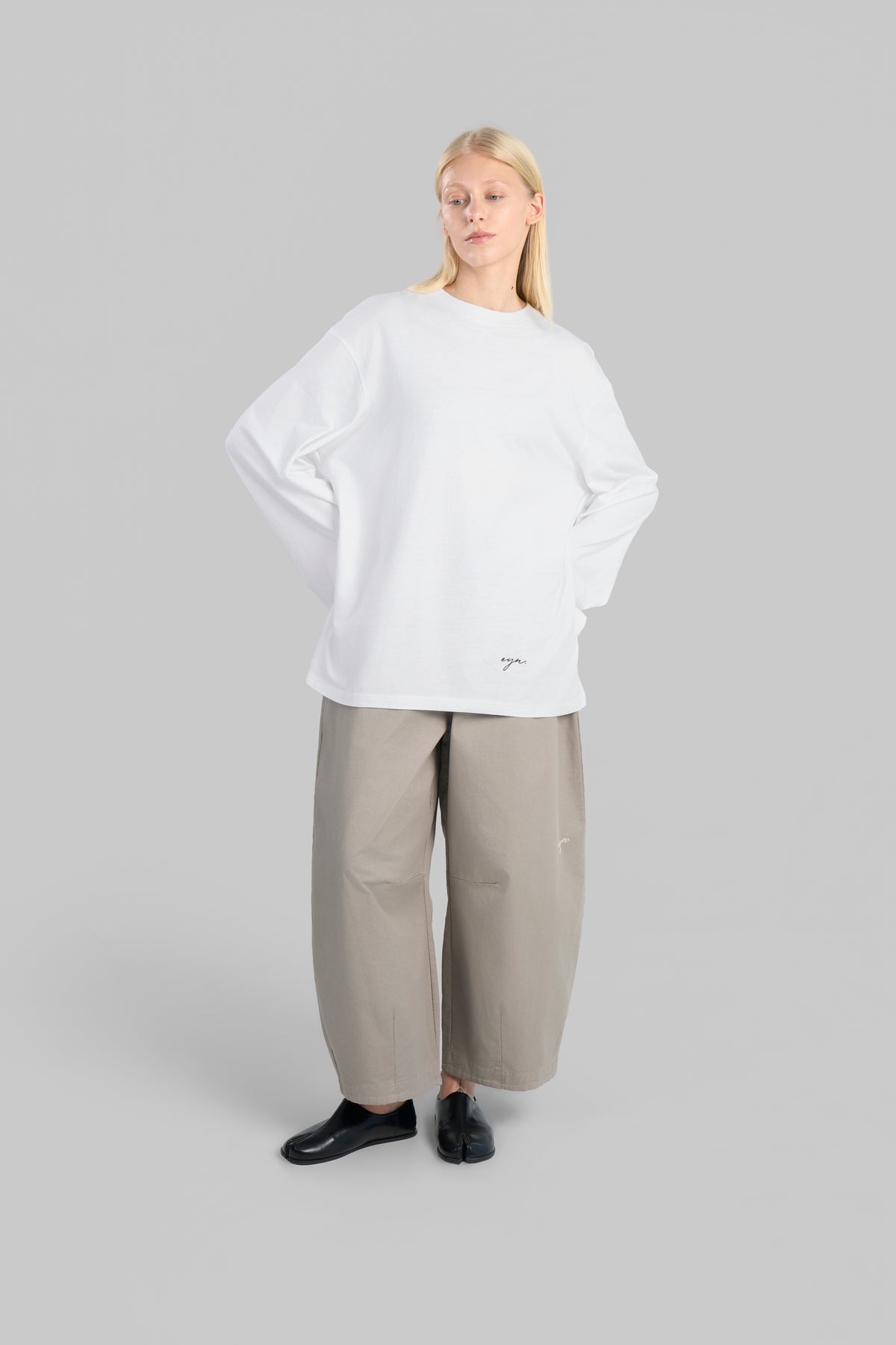 PANTALON BARREL COTON [TAUPE]
