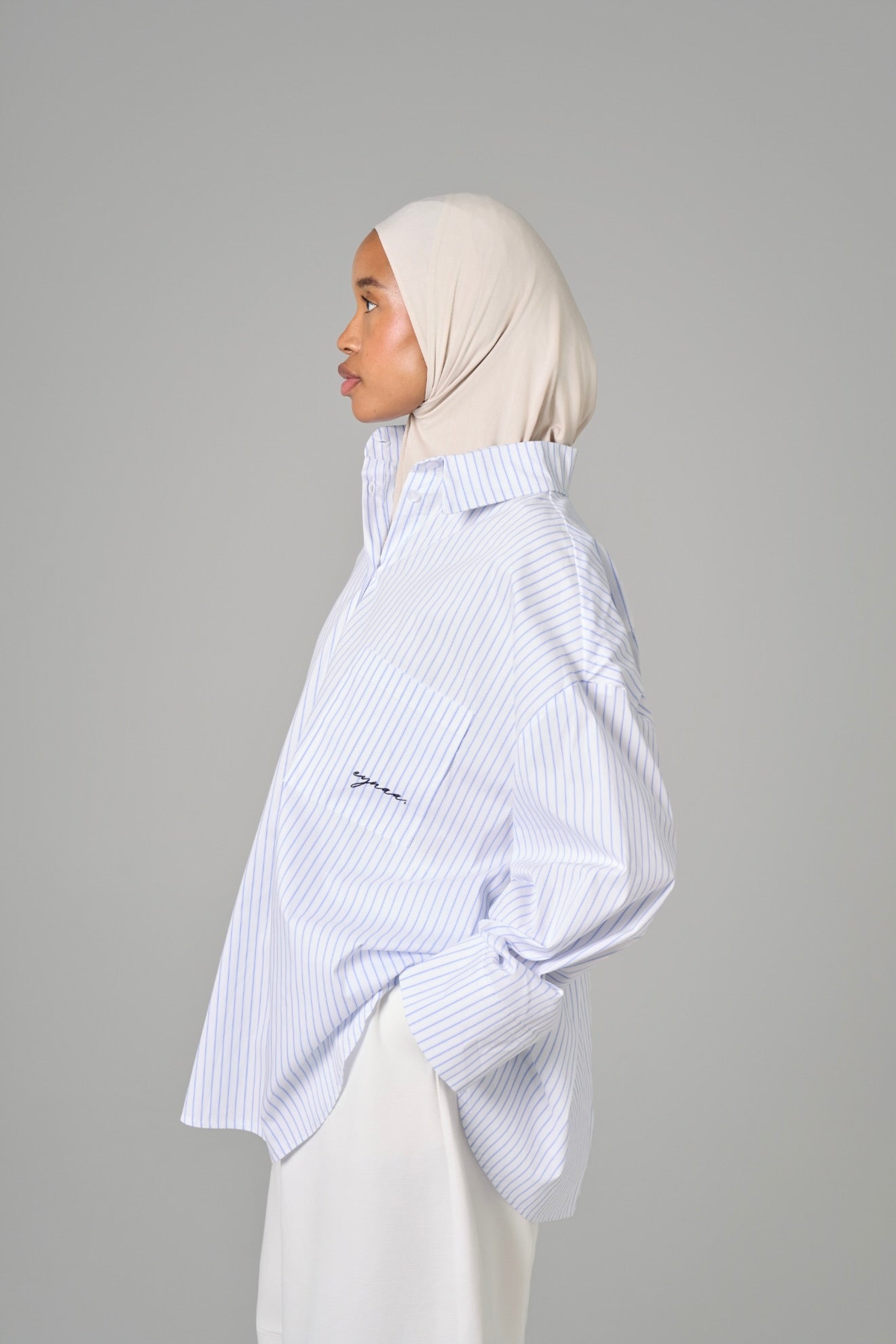CHEMISE OVER [Blanc rayée]