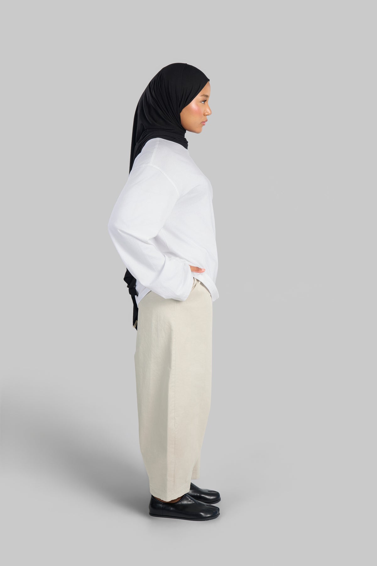 PANTALON BARREL COTON [BEIGE]