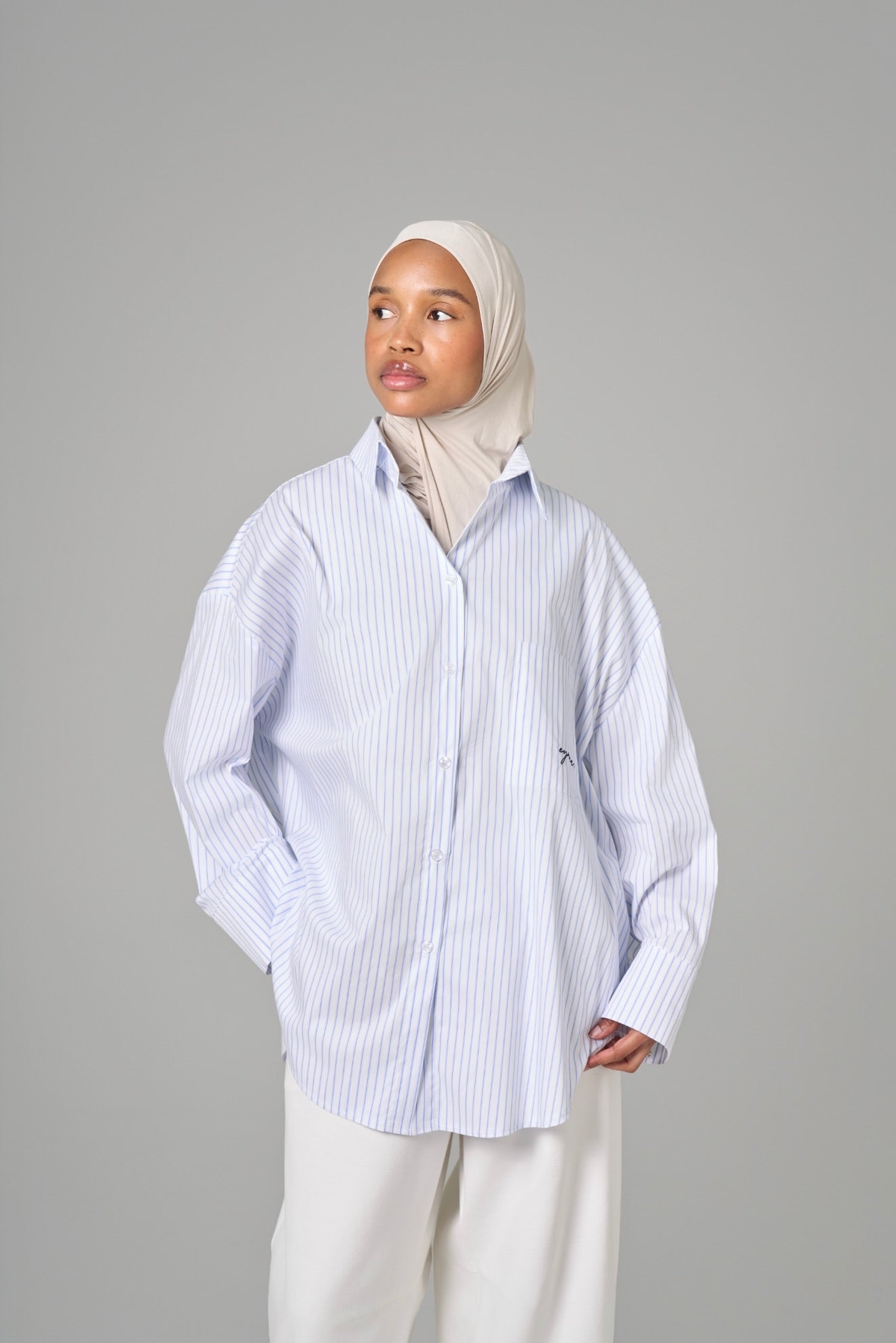 CHEMISE OVER [Blanc rayée]