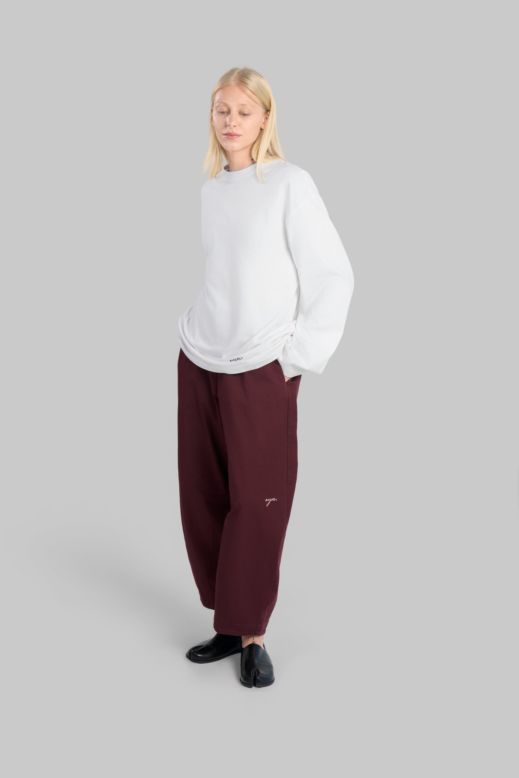 PANTALON BARREL COTON [BORDEAUX]