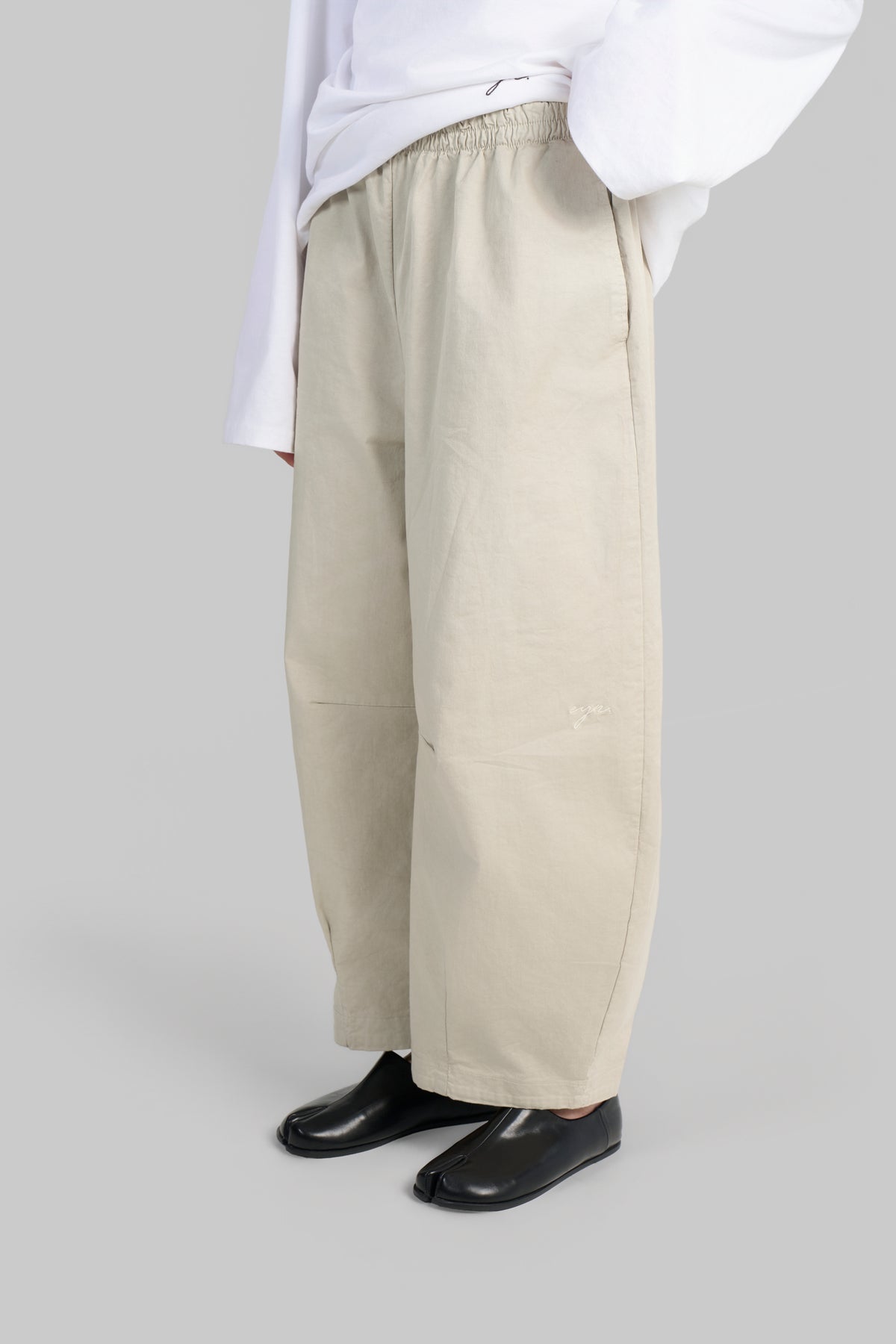 PANTALON BARREL COTON [BEIGE]