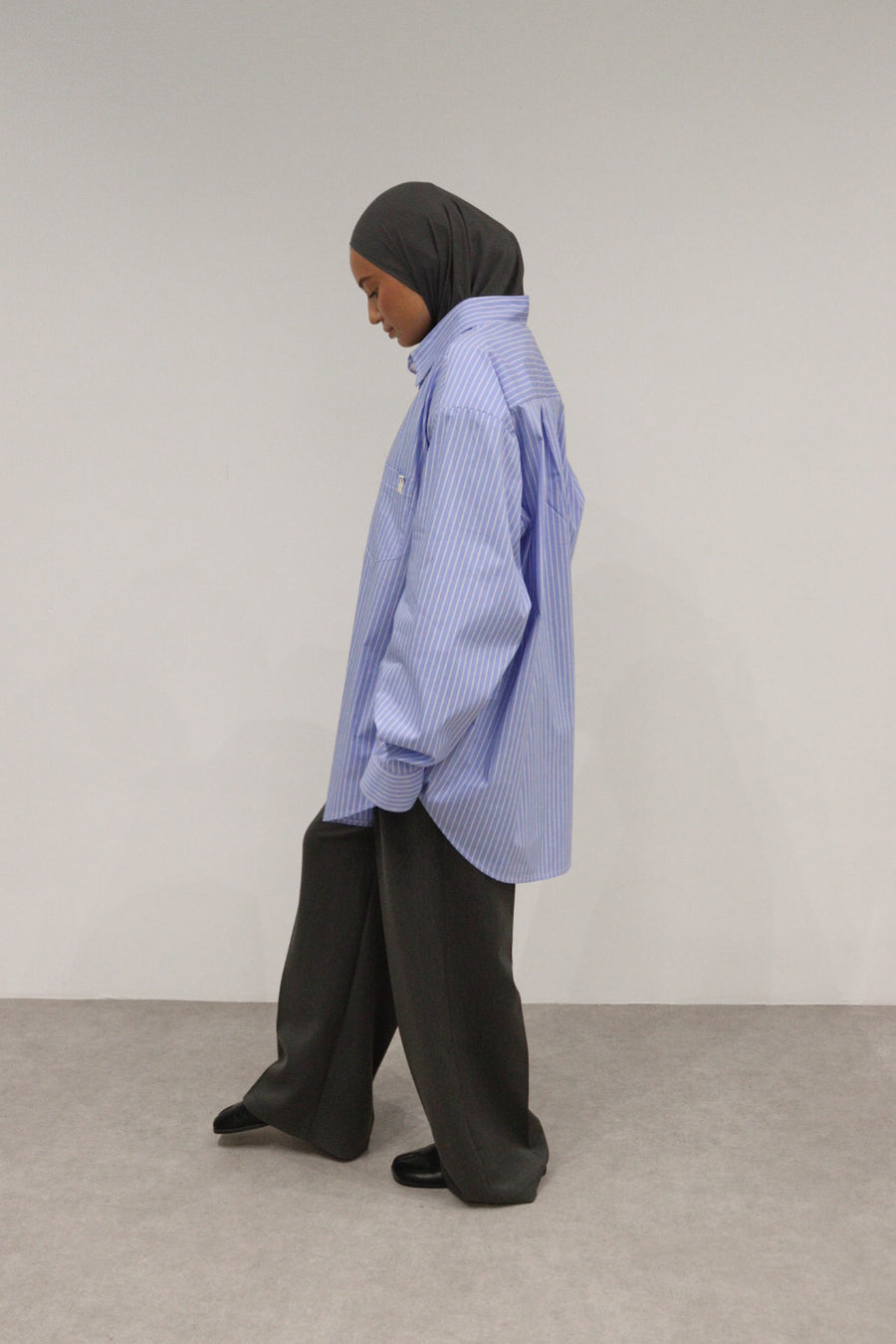 Chemise à épaulettes [Bleu Rayé]