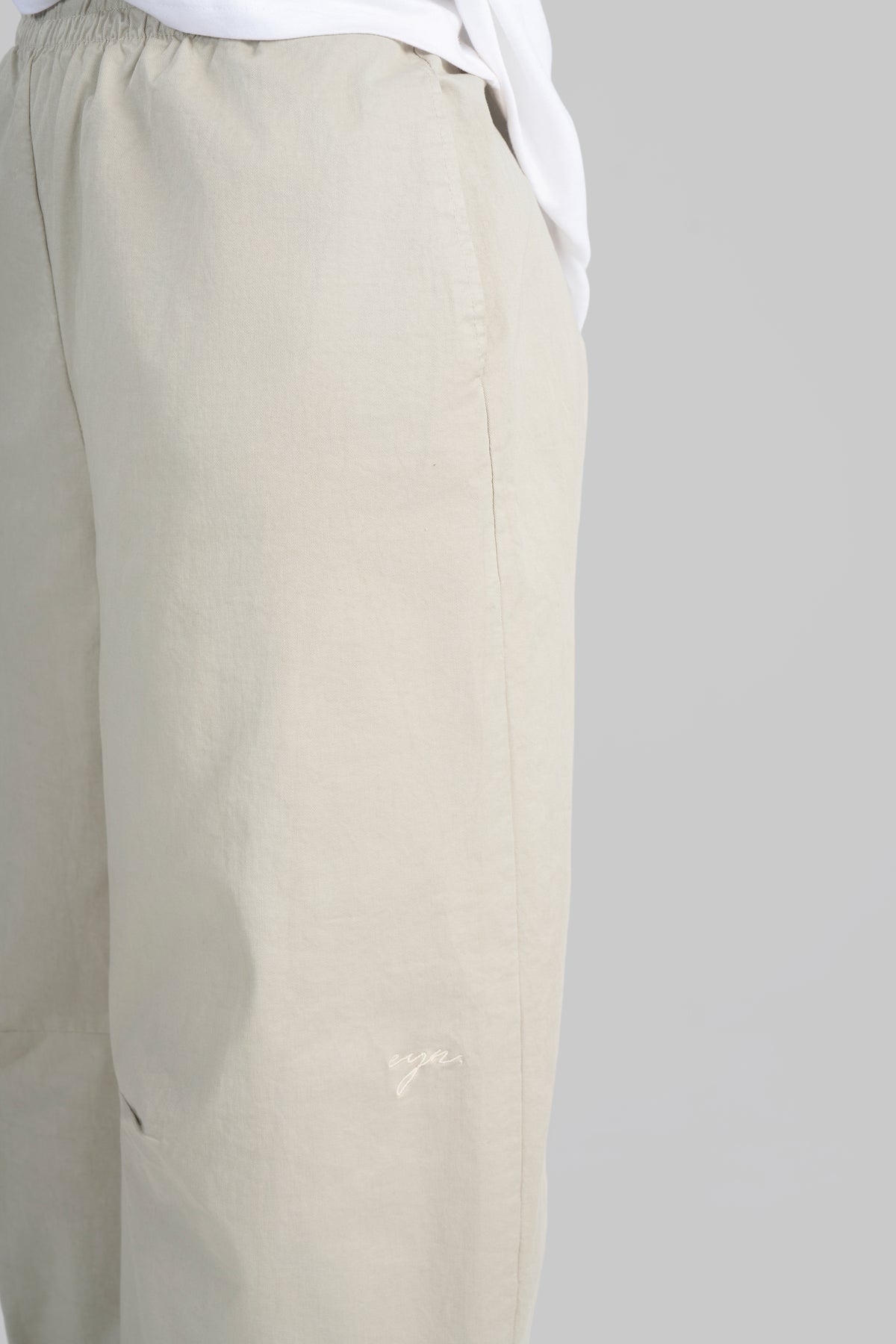 PANTALON BARREL COTON [BEIGE]
