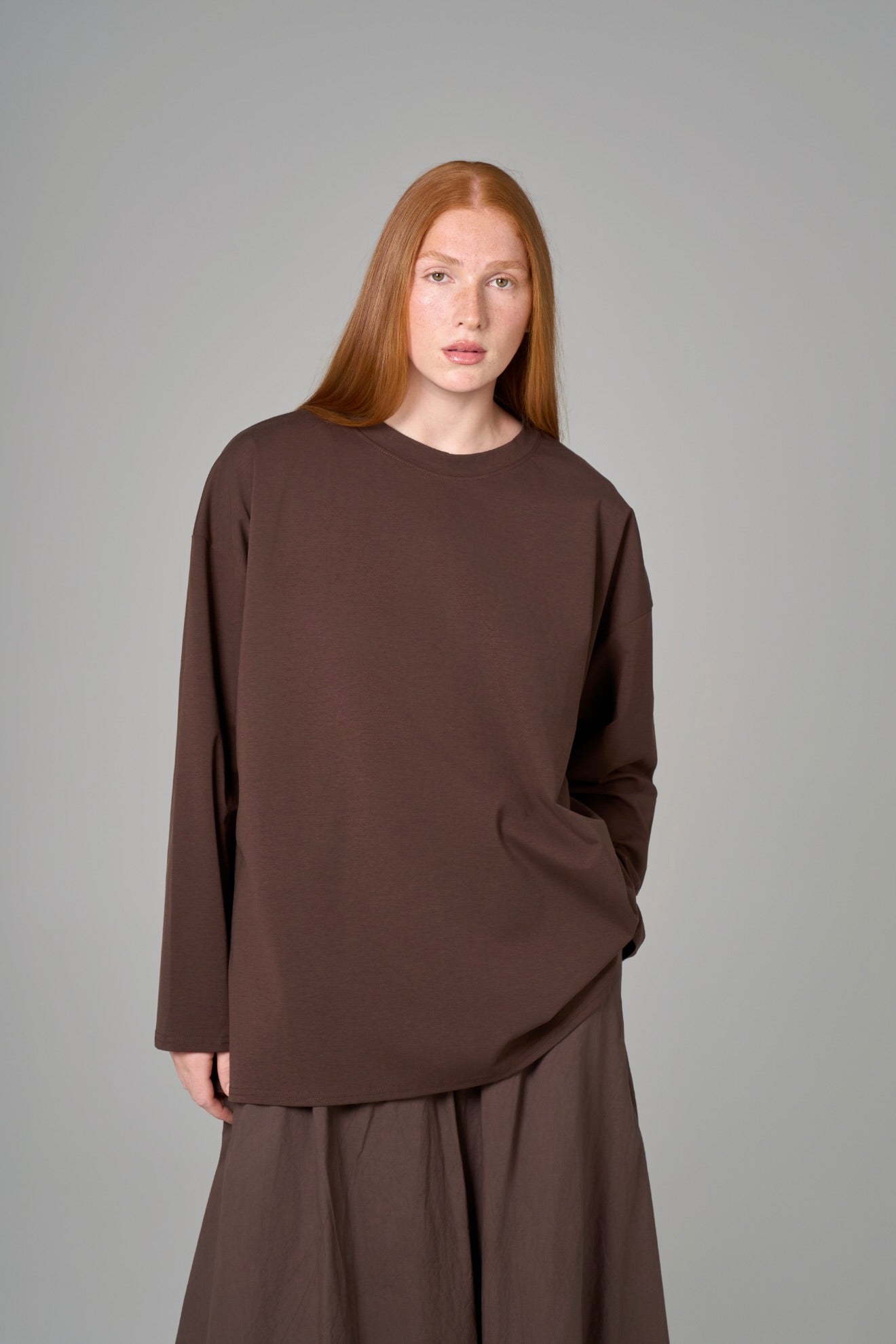 T-SHIRT MANCHES LONGUES  ESSENTIAL [Marron]