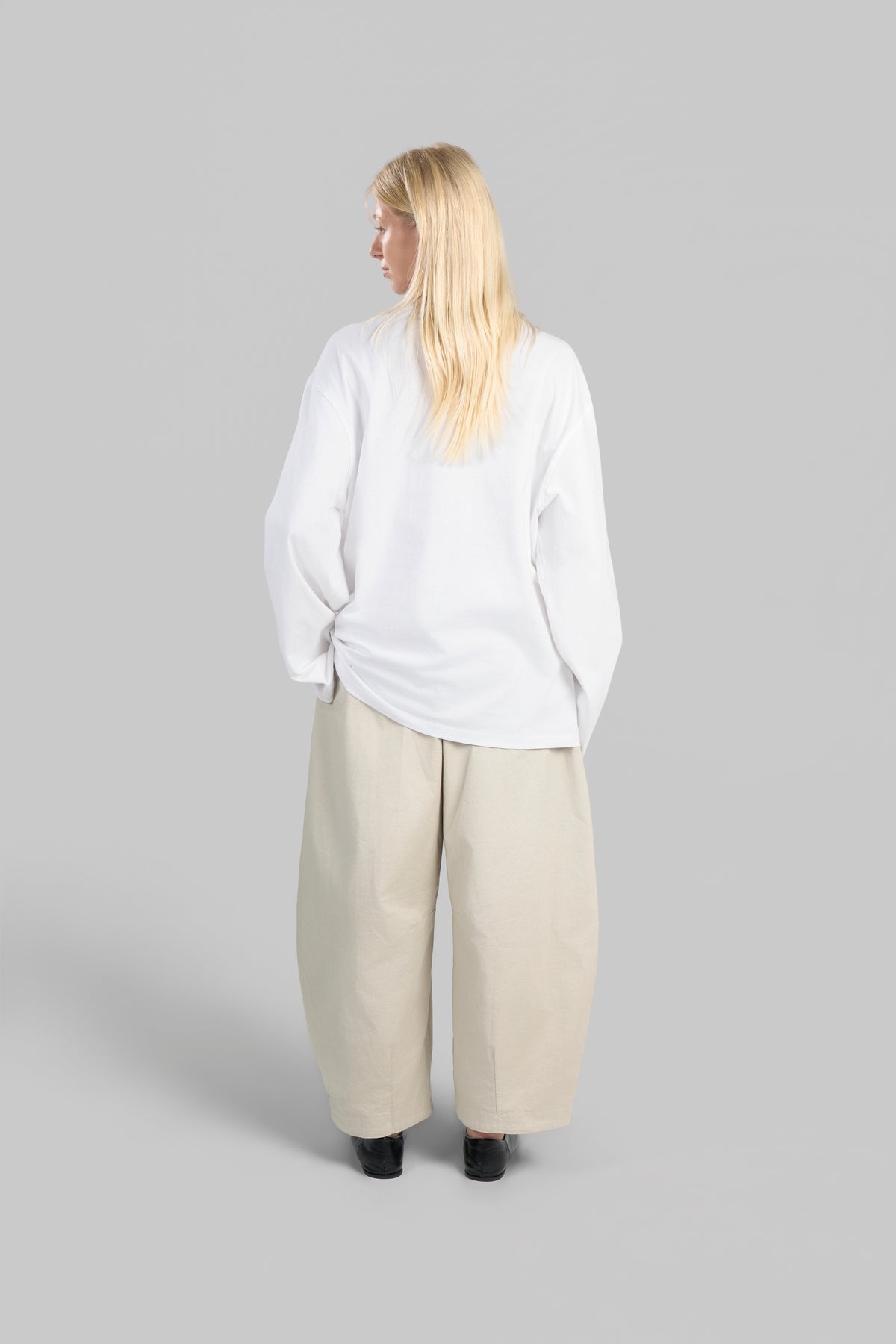 PANTALON BARREL COTON [BEIGE]