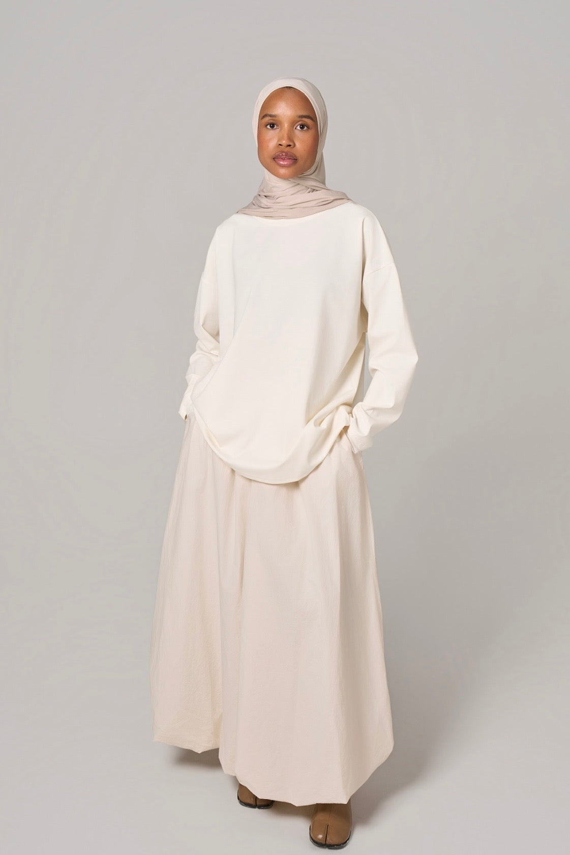 T-SHIRT MANCHES LONGUES  ESSENTIAL [Blanc cassé]