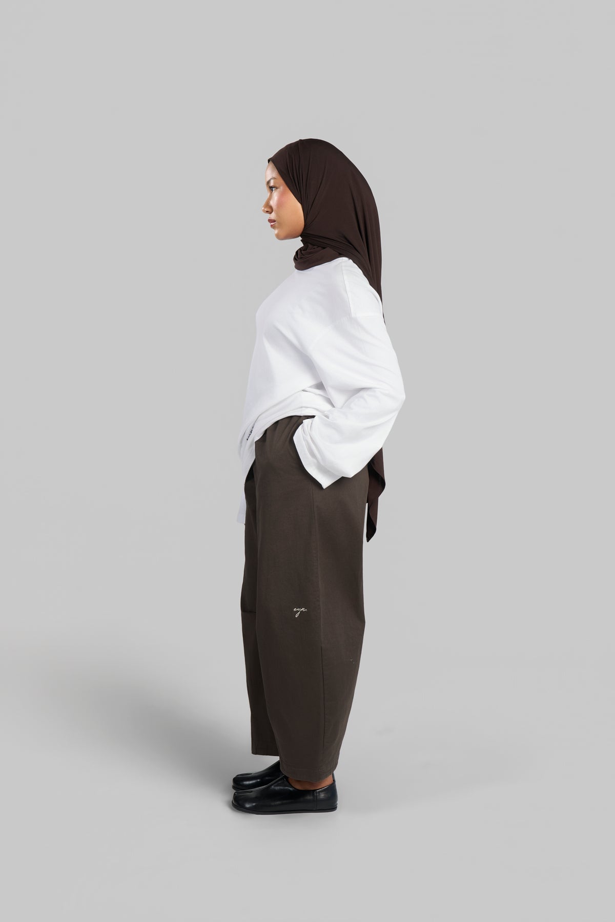 PANTALON BARREL COTON [BROWN]