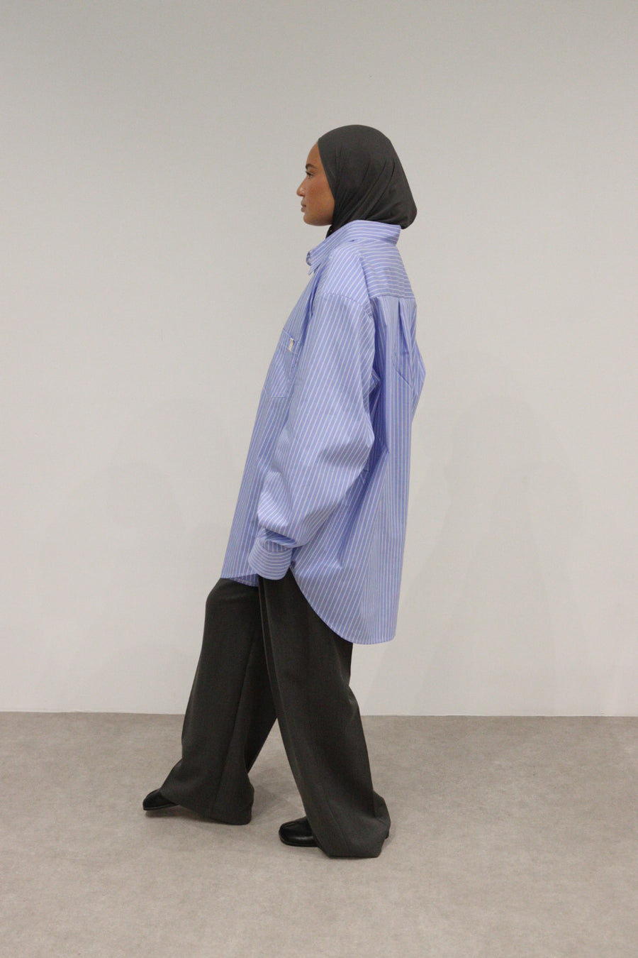 Chemise à épaulettes [Bleu Rayé]