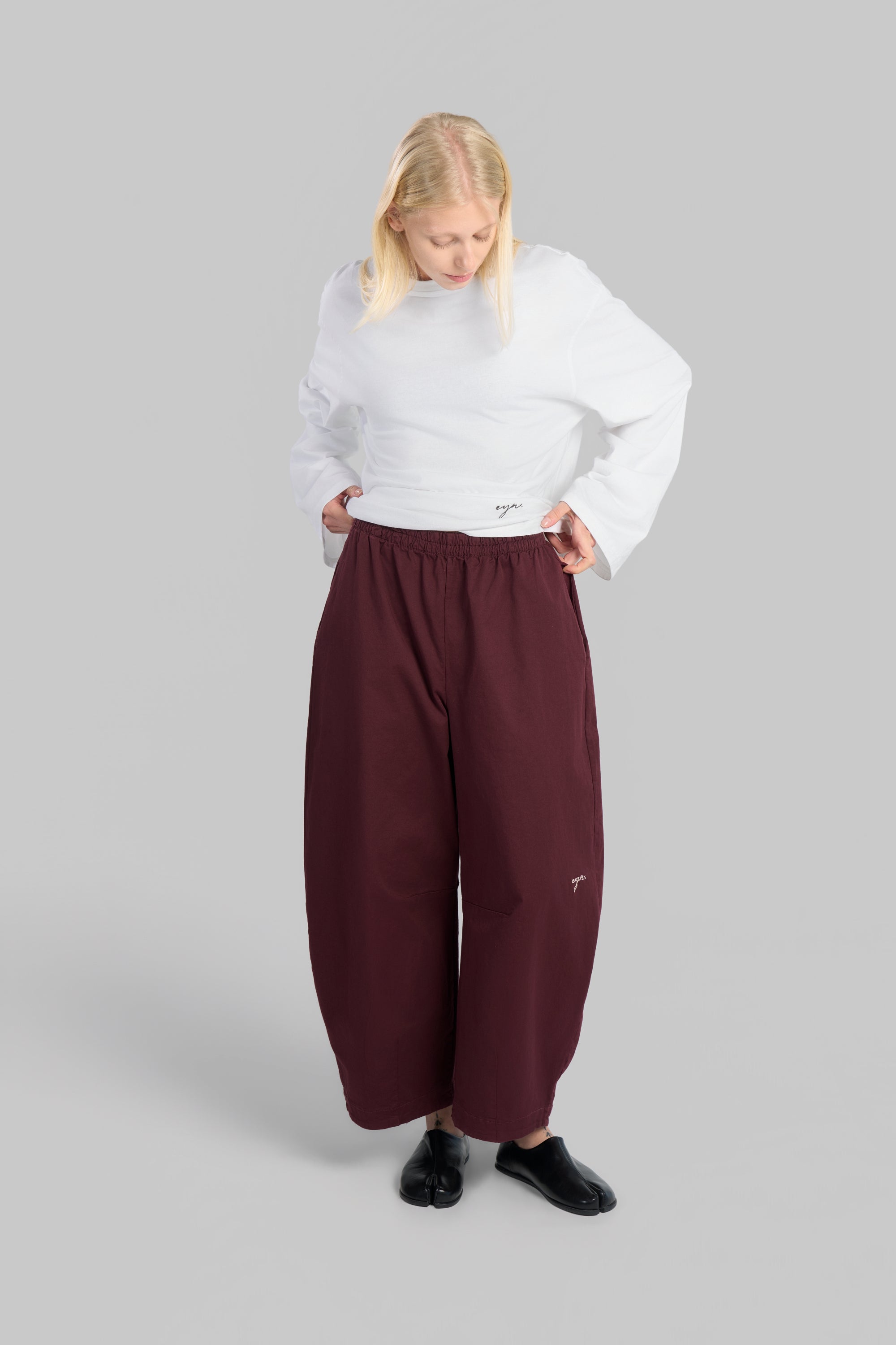PANTALON BARREL COTON [BORDEAUX]