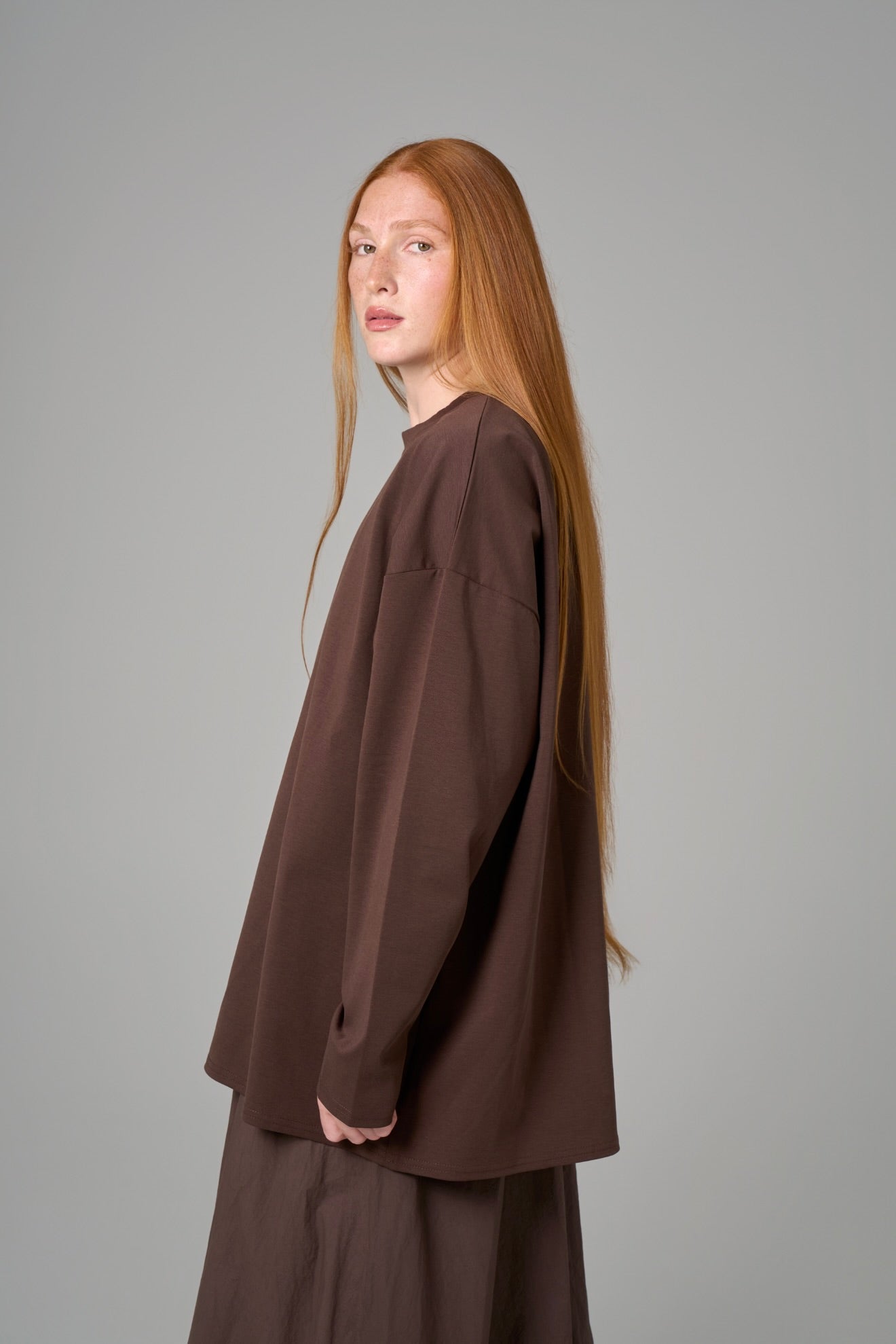T-SHIRT MANCHES LONGUES  ESSENTIAL [Marron]