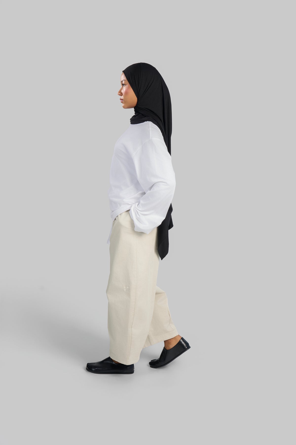 PANTALON BARREL COTON [BEIGE]