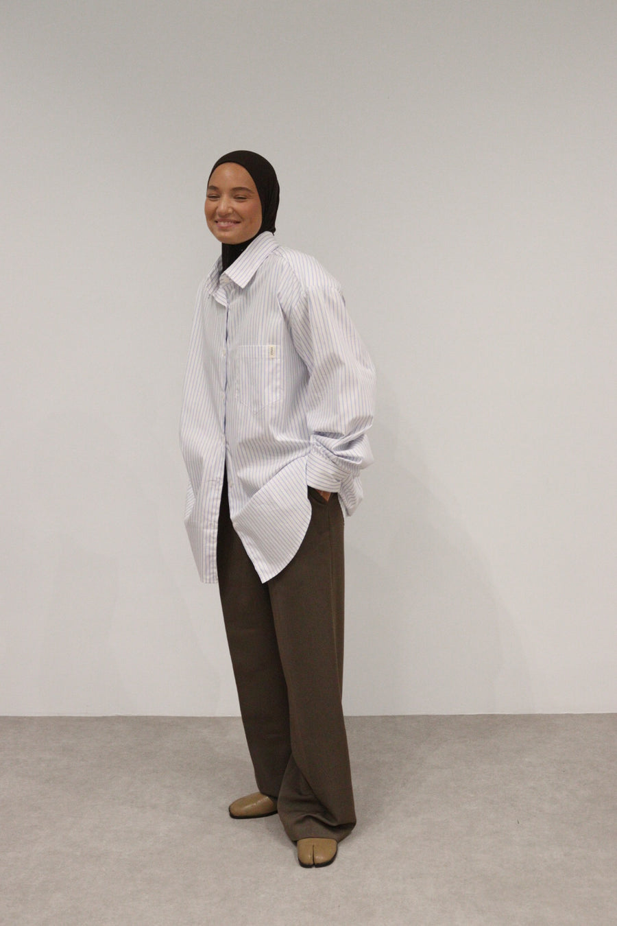 Chemise à épaulettes [Blanc Rayé]
