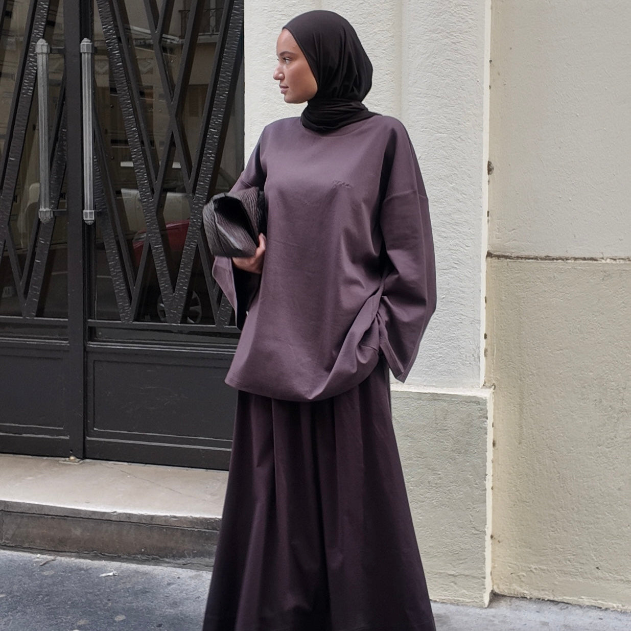 JUPE TRAPÈZE [MARRON]